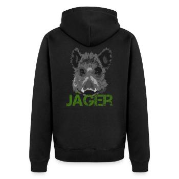 Chasseur sanglier chasse idée cadeau - Veste à capuche bio Premium Unisexe - noir - Dos - Nico (187cm)
