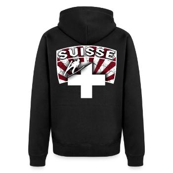 suisse ski jumping 02 t shirt skispringen - Unisex Premium Bio Zip Hoodie - Schwarz - Hinten - Nico (187cm)