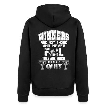 Badminton - Unisex Premium Bio Zip Hoodie - Schwarz - Hinten - Nico (187cm)