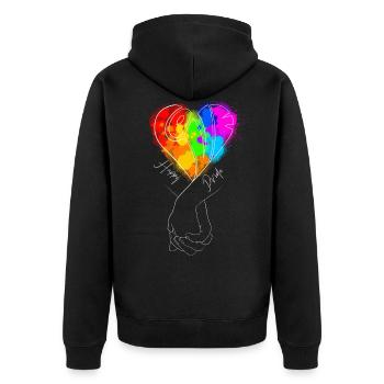 Saint Valentin LBGT Happy & Pride - Veste à capuche bio Premium Unisexe - noir - Dos - Nico (187cm)