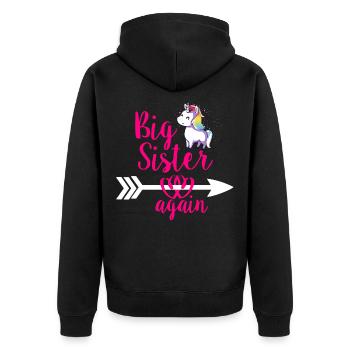 Big sister siblings birth unicorn - Unisex Premium Organic Zip Hoodie - black - Back - Nico (187cm)