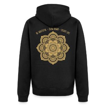 Hinduism Mandala Symbol Enjoy Life Cool - Unisex Premium Organic Zip Hoodie - black - Back - Nico (187cm)