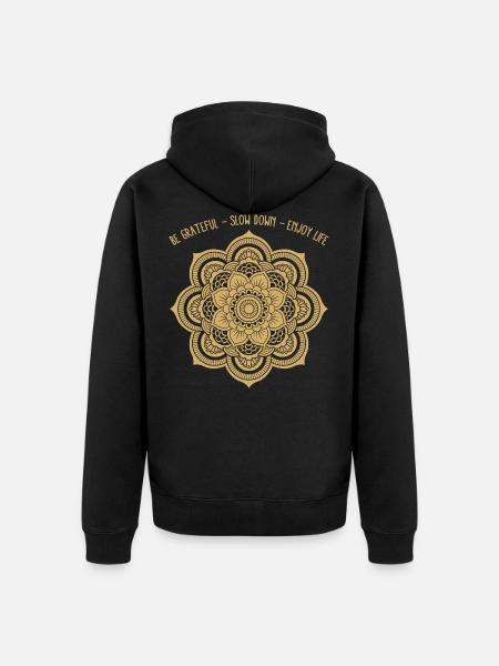 Hindouisme Mandala symbole Savourer la vie Cooles - Veste à capuche bio Premium Unisexe - noir