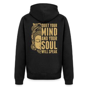 Hinduism Spirit Soul Speak Buddhist Cool - Unisex Premium Organic Zip Hoodie - black - Back - Nico (187cm)
