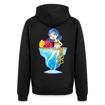 Blauer Margarita Cocktail - Unisex Premium Bio Zip Hoodie - Schwarz - Hinten - Nico (187cm)