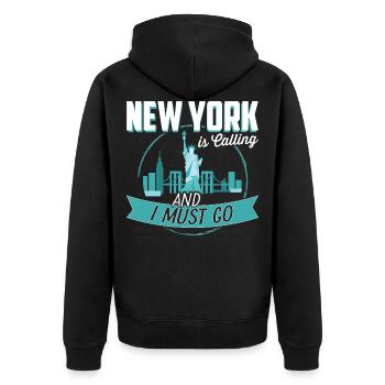 New York appelle et je dois partir Voyage Cooles - Veste à capuche bio Premium Unisexe - noir - Dos - Nico (187cm)