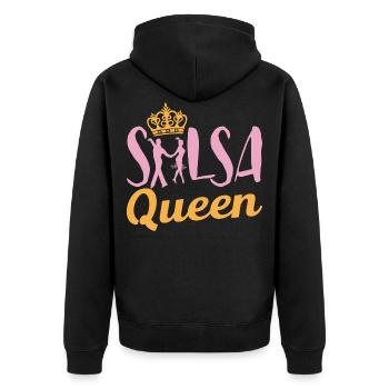 Salsa Tanz Queen Cooles Geschenk - Unisex Premium Bio Zip Hoodie - Schwarz - Hinten - Nico (187cm)