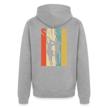 Salsa danse rétro coloré cadeau cool - Veste à capuche bio Premium Unisexe - gris chiné - Dos - Nico (187cm)