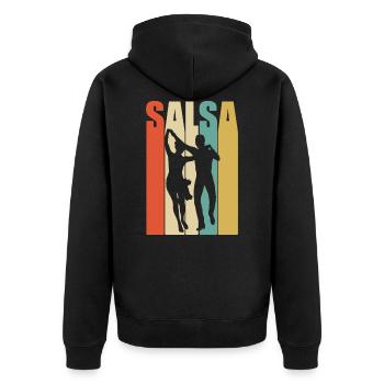Salsa Tanz Retro bunt Cool Geschenk - Unisex Premium Bio Zip Hoodie - Schwarz - Hinten - Nico (187cm)