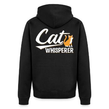 Katzenflüsterer Lustiges Geschenk - Unisex Premium Bio Zip Hoodie - Schwarz - Hinten - Nico (187cm)