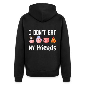 Vegan Veganer Veganerin Vegetarisch Essen Gesund - Unisex Premium Bio Zip Hoodie - Schwarz - Hinten - Nico (187cm)