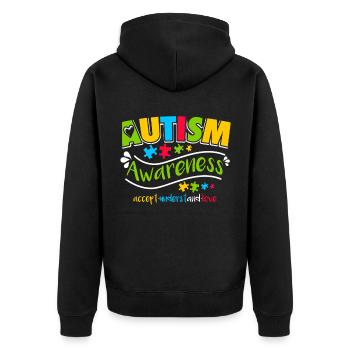 Autism - Unisex Premium Organic Zip Hoodie - black - Back - Nico (187cm)