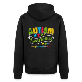 Autismus - Unisex Premium Bio Zip Hoodie - Schwarz - Hinten - Nico (187cm)