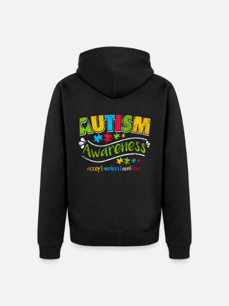 Autism - Unisex Premium Organic Zip Hoodie - black