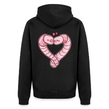 Wurm Regenwurm Valentinstag - Unisex Premium Bio Zip Hoodie - Schwarz - Hinten - Nico (187cm)