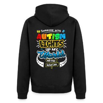 Autismus - Unisex Premium Bio Zip Hoodie - Schwarz - Hinten - Nico (187cm)