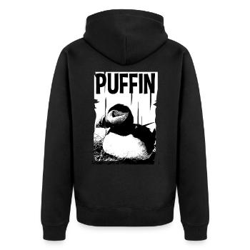 Puffin Puffin Puffin - Unisex Premium Bio Zip Hoodie - Schwarz - Hinten - Nico (187cm)