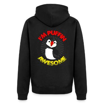 Puffin Puffin Puffin - Unisex Premium Bio Zip Hoodie - Schwarz - Hinten - Nico (187cm)