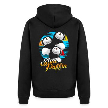 Puffin Puffin Puffin - Unisex Premium Organic Zip Hoodie - black - Back - Nico (187cm)