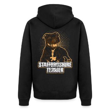 Chiot chien Staffordshire Terrier - Veste à capuche bio Premium Unisexe - noir - Dos - Nico (187cm)