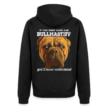 Mastiff dog Bullmastiff - Unisex Premium Organic Zip Hoodie - black - Back - Nico (187cm)
