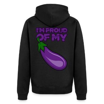 Aubergine | Aubergine funnynt - Veste à capuche bio Premium Unisexe - noir - Dos - Nico (187cm)