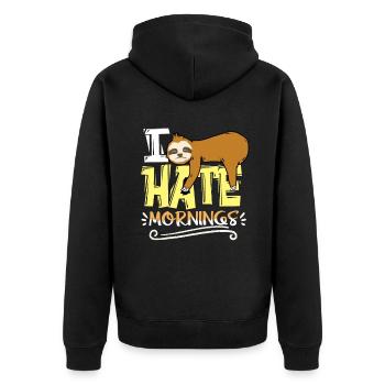 Faultier - Unisex Premium Bio Zip Hoodie - Schwarz - Hinten - Nico (187cm)