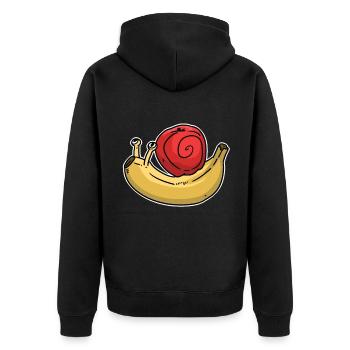 Fruit Snail Apple Banana - Unisex Premium Bio Zip Hoodie - Schwarz - Hinten - Nico (187cm)