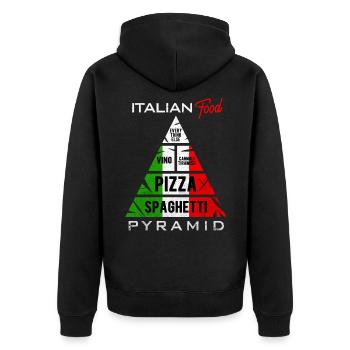 Pasta - Unisex Premium Bio Zip Hoodie - Schwarz - Hinten - Nico (187cm)