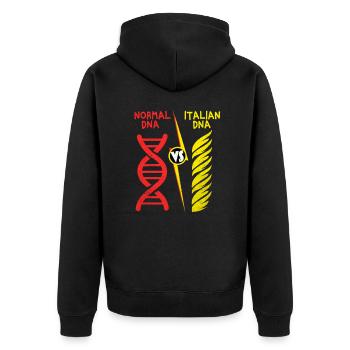 Pasta - Unisex Premium Bio Zip Hoodie - Schwarz - Hinten - Nico (187cm)