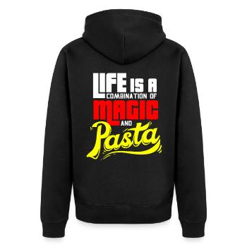 Pâtes Spaghetti FSM Italie Pâtes Pesto Koch - Veste à capuche bio Premium Unisexe - noir - Dos - Nico (187cm)