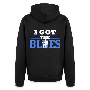 J'ai eu le cadeau guitare guitariste musique blues - Veste à capuche bio Premium Unisexe - noir - Dos - Nico (187cm)