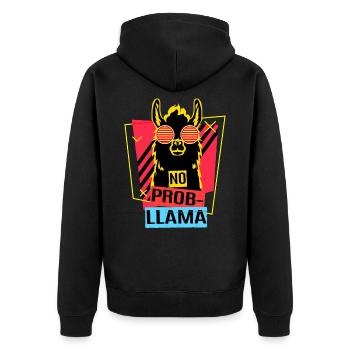 Lama Drama Spucke Alpaka Llama Anden Geschenk Zoo - Unisex Premium Bio Zip Hoodie - Schwarz - Hinten - Nico (187cm)