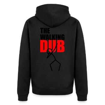 The Walking DUB - Unisex Premium Bio Zip Hoodie - Schwarz - Hinten - Nico (187cm)