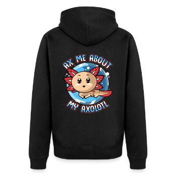 Axolotl Reptile Salamandre Aquarium Kawaii Lurch - Veste à capuche bio Premium Unisexe - noir - Dos - Nico (187cm)