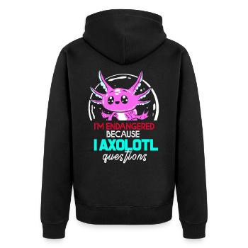 Axolotl Reptile Salamandre Aquarium Kawaii Lurch - Veste à capuche bio Premium Unisexe - noir - Dos - Nico (187cm)