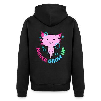 Axolotl Reptile Salamander Aquarium Kawaii Lurch - Unisex Premium Bio Zip Hoodie - Schwarz - Hinten - Nico (187cm)
