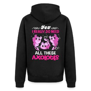 Axolotl Reptile Salamander Aquarium Kawaii Lurch - Unisex Premium Bio Zip Hoodie - Schwarz - Hinten - Nico (187cm)
