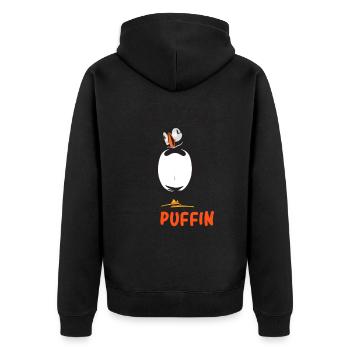 puffin - Unisex Premium Organic Zip Hoodie - black - Back - Nico (187cm)