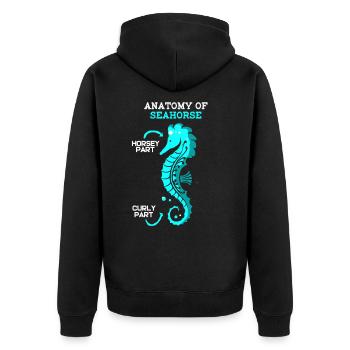 Seepferd Seepferdchen Retro Vintage Meer Geschenk - Unisex Premium Bio Zip Hoodie - Schwarz - Hinten - Nico (187cm)