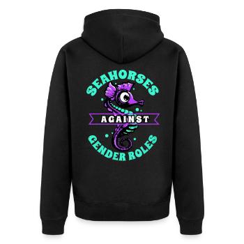Seepferd - Unisex Premium Bio Zip Hoodie - Schwarz - Hinten - Nico (187cm)