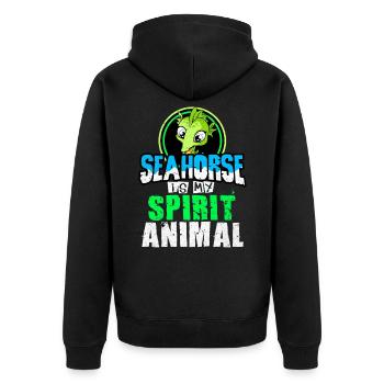 Seepferd - Unisex Premium Bio Zip Hoodie - Schwarz - Hinten - Nico (187cm)