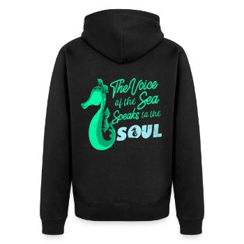 Seepferd - Unisex Premium Bio Zip Hoodie - Schwarz - Hinten - Nico (187cm)