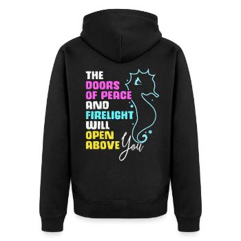 Seepferd - Unisex Premium Bio Zip Hoodie - Schwarz - Hinten - Nico (187cm)