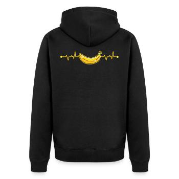 Herzschlag Banane Frucht Trend Frequenz - Unisex Premium Bio Zip Hoodie - Schwarz - Hinten - Nico (187cm)