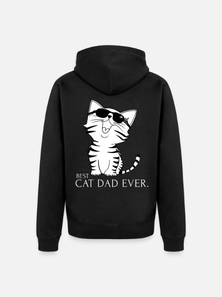 BEST CAT DAD EVER - Unisex Premium Organic Zip Hoodie - black