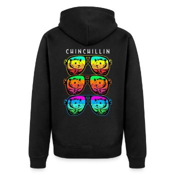 Chinchilla - Unisex Premium Bio Zip Hoodie - Schwarz - Hinten - Nico (187cm)