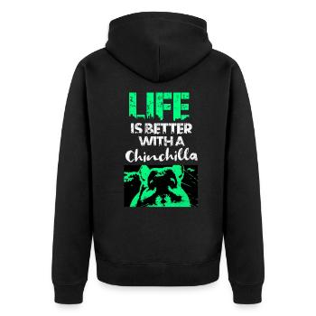 Chinchilla - Unisex Premium Bio Zip Hoodie - Schwarz - Hinten - Nico (187cm)