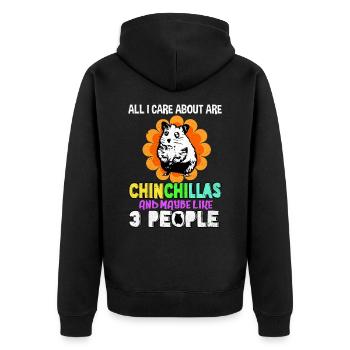 Chinchilla - Unisex Premium Bio Zip Hoodie - Schwarz - Hinten - Nico (187cm)