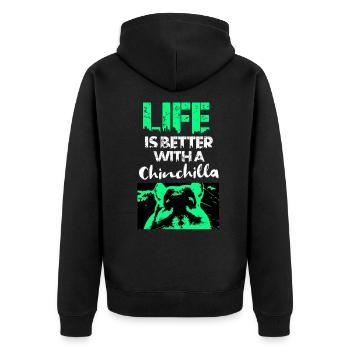 Chinchilla Geschenk Südamerika Nagetier Haustier - Unisex Premium Bio Zip Hoodie - Schwarz - Hinten - Nico (187cm)
